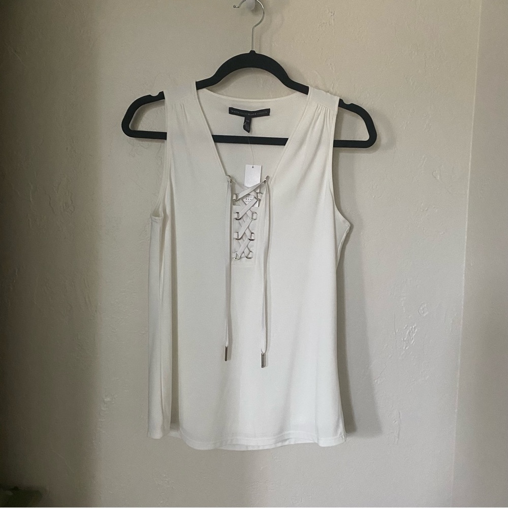 Women's White Lace-Up Top